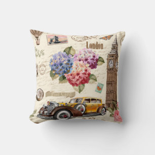 Coussin Arrière - plan vintage londonien sans couture avec