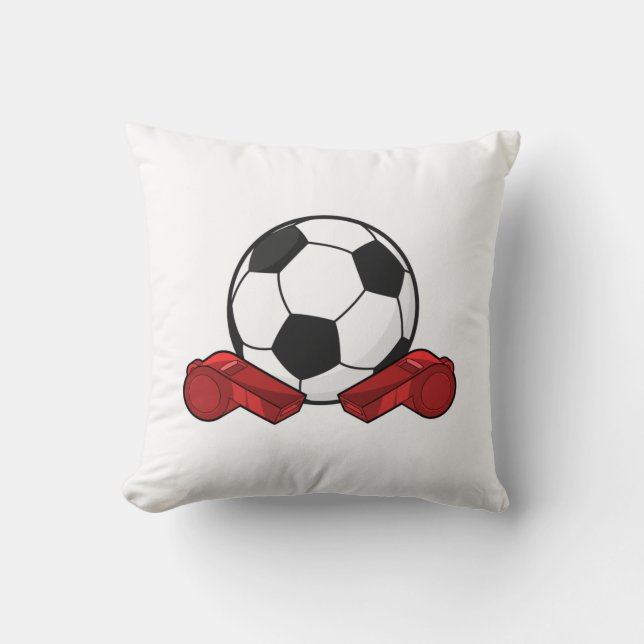 Coussin Arrivée sifflet & balle de football (Recto)