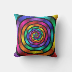 Coussin Arrondi et psychédélique coloré Art moderne fracta