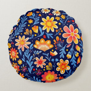 Coussin arrondi fleuri et lumineux
