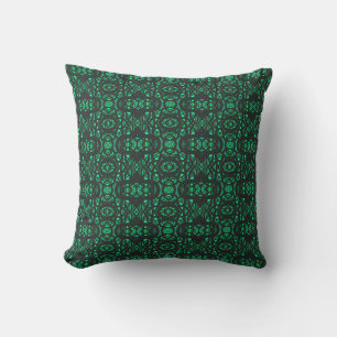 Coussin Art à la gouache abstrait vert noir Firebrand