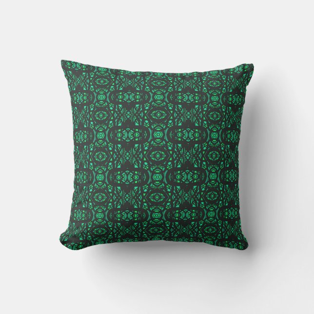 Coussin Art à la gouache abstrait vert noir Firebrand (Recto)