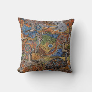 COUSSIN ART ABORIGÈNE D'ANIMAUX NATIFS AUSTRALIENS