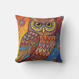 COUSSIN ART ABORIGÈNE DU HIBOU