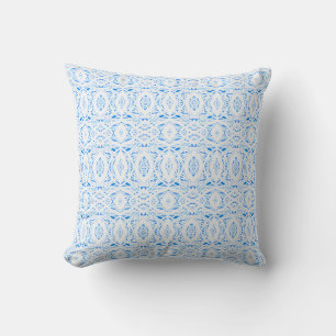 Coussin Art abstrait acrylique bleu blanc prismatique