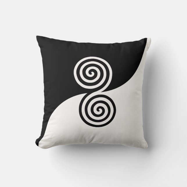 Coussin Art Abstrait avec cercles spiraux en noir et blanc (Recto)
