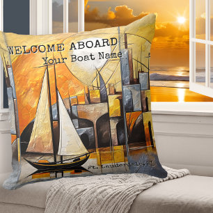 Coussin Art Abstrait coloré Voilier Nautique