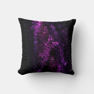 Coussin Art Abstrait Contemporain Purple Black Swirls