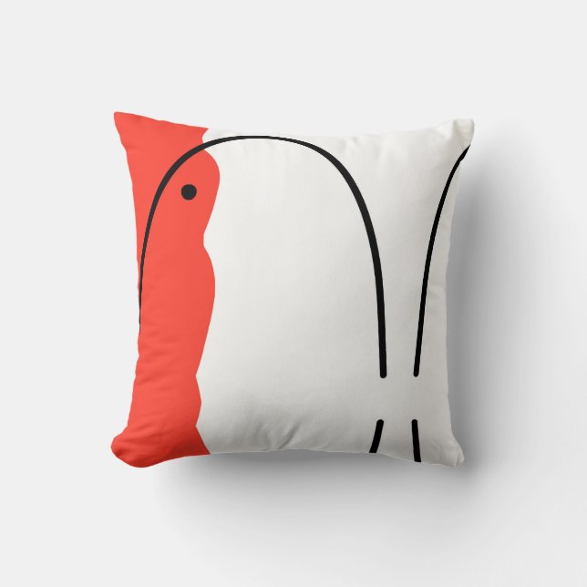 Coussin Art Abstrait Coral Rouge Noir Blanc (Recto)