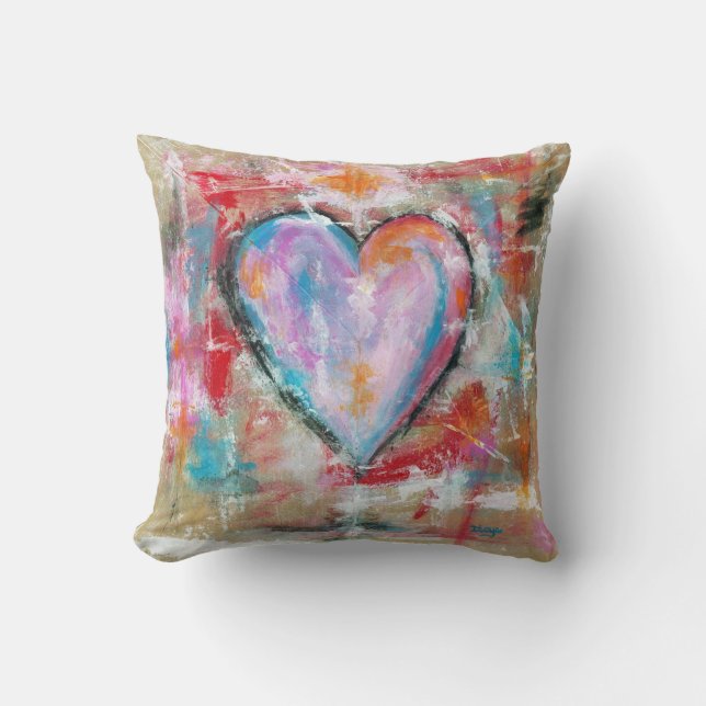 Coussin Art abstrait de coeur imprudent peignant le bleu (Recto)