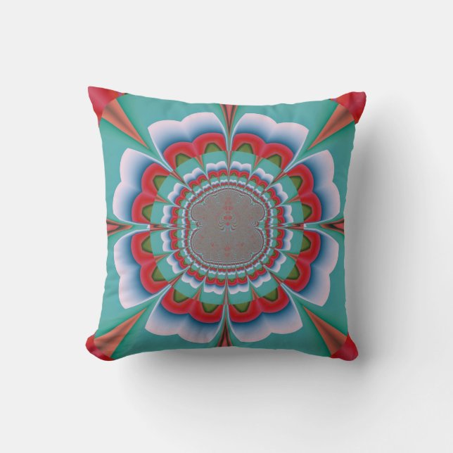Coussin Art abstrait de mandala psychédélique rétro en fle (Recto)