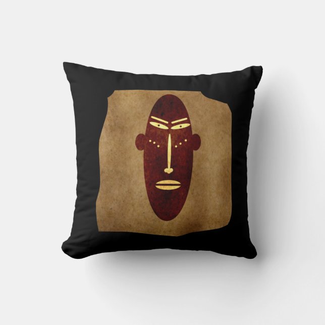 Coussin Art abstrait de visage vintage africain (Recto)
