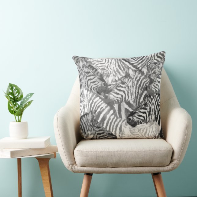 Coussin Art abstrait de zèbre noir et blanc (Chaise)