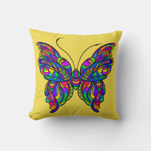 Coussin Art abstrait décoratif de papillon