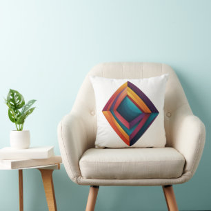 Coussin Art abstrait diamant géométrique 3D dégradé