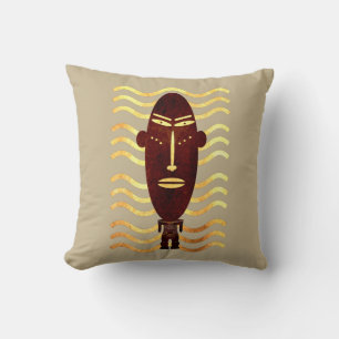 Coussin Art abstrait du visage indigène africain moderne