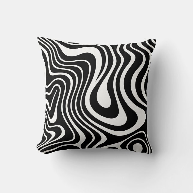 Coussin Art abstrait en marbre noir et blanc (Recto)