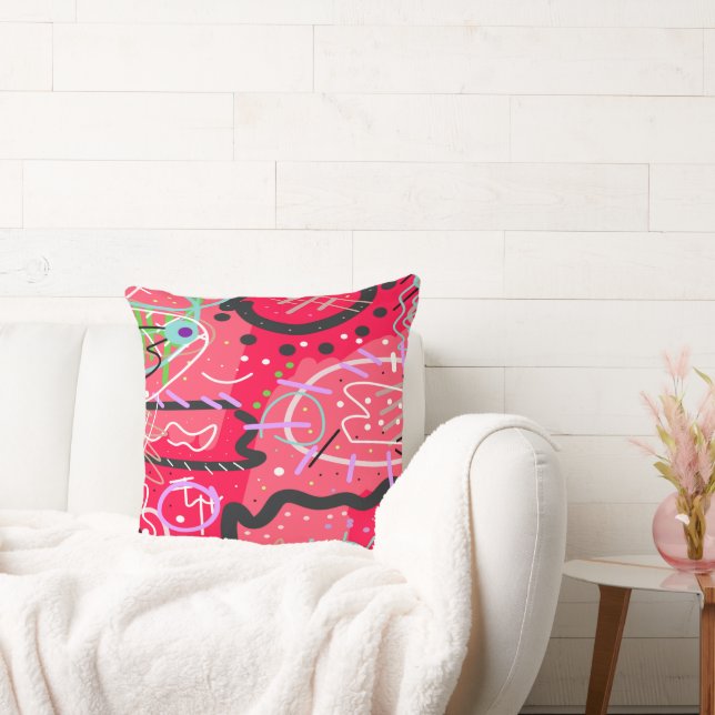 Coussin Art Abstrait en rouge (Canapé)