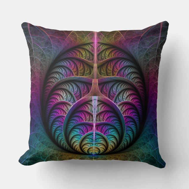 Coussin Art abstrait fractal coloré et psychédélique (Recto)