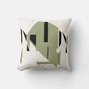 Coussin Art abstrait géométrique gras noir olive sur blanc