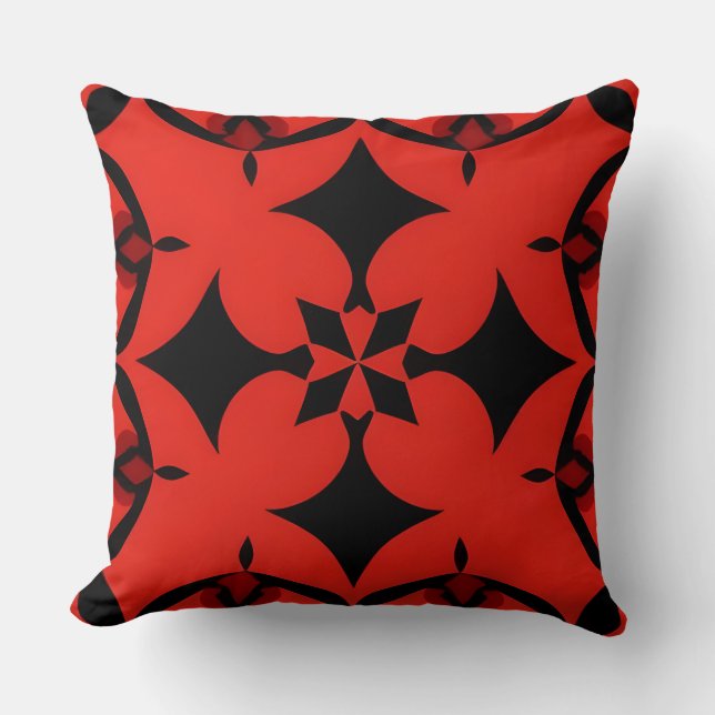 Coussin Art abstrait géométrique rouge et noir (Recto)