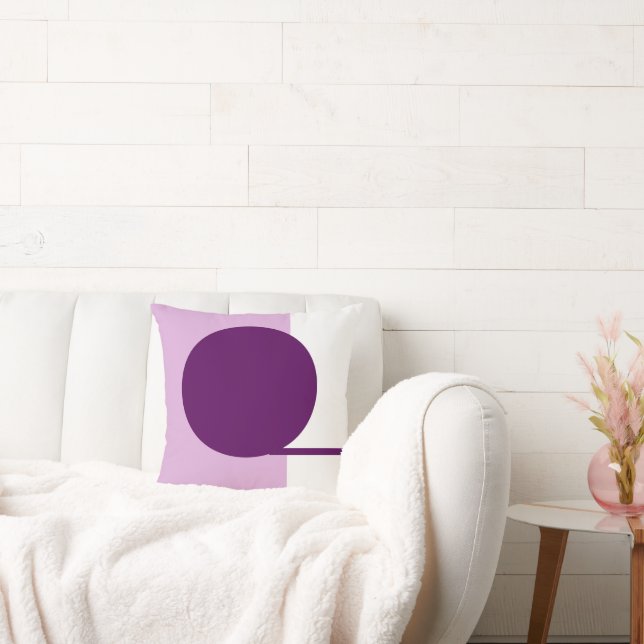Coussin Art abstrait gras cercle violet rose blanc (Canapé)