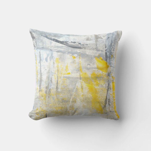 Coussin Art abstrait gris et jaune de "abstraction" (Recto)