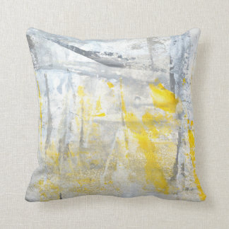 Coussin Art abstrait gris et jaune de "abstraction"