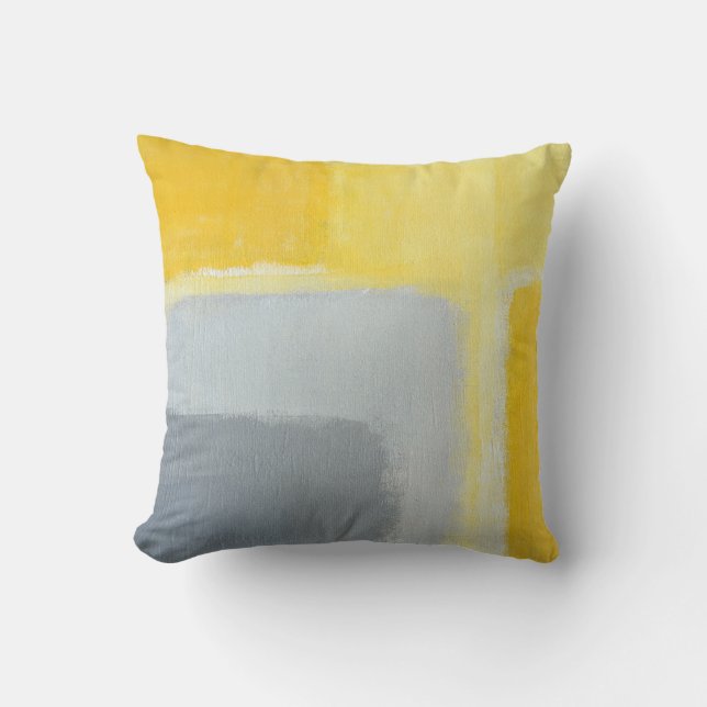 Coussin Art abstrait gris et jaune "inspiré" (Recto)
