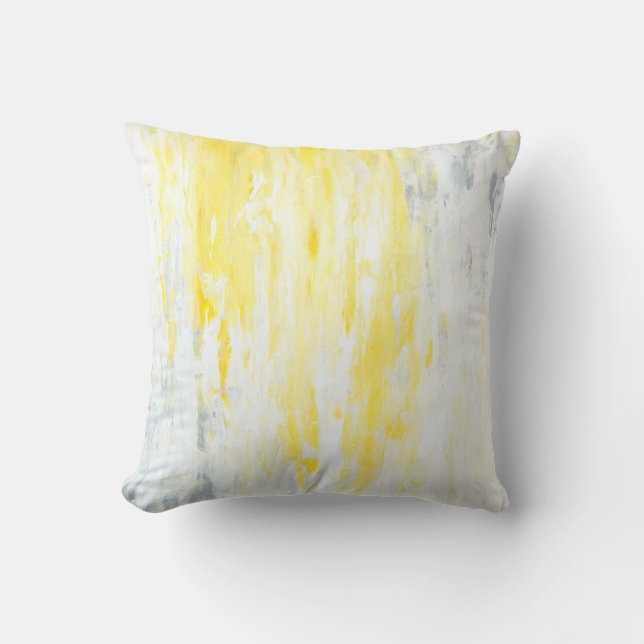 Coussin Art abstrait gris et jaune "sous-estimé" (Recto)