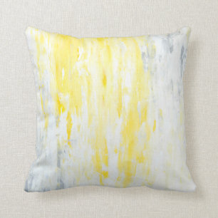 Coussin Art abstrait gris et jaune "sous-estimé"