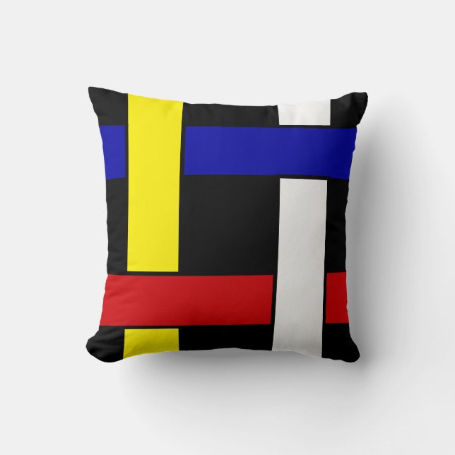 Coussin Art abstrait inspiré de Mondrian moderne (Recto)