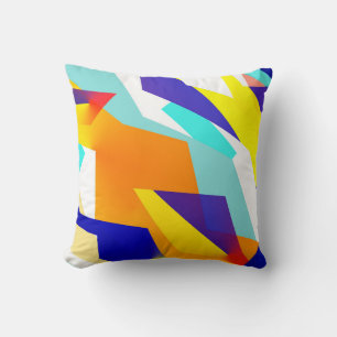 Coussin Art Abstrait jaune jaune bleu