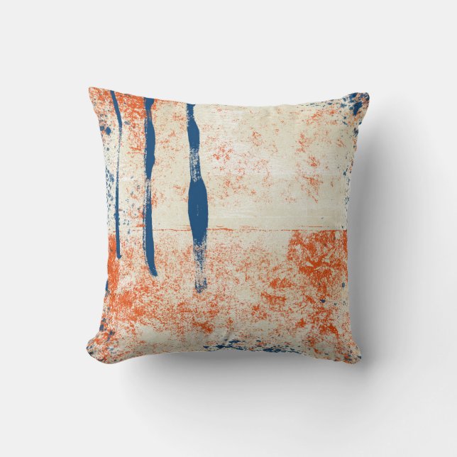 Coussin Art Abstrait Jeu d'oreiller Marine bleu orange crè (Recto)