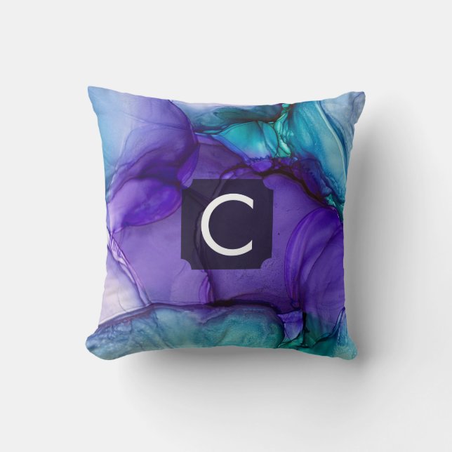 Coussin Art abstrait liquide à l'encre alcoolique teinte e (Recto)