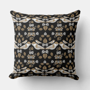 Coussin Art abstrait moderne géométrique oiseau doré