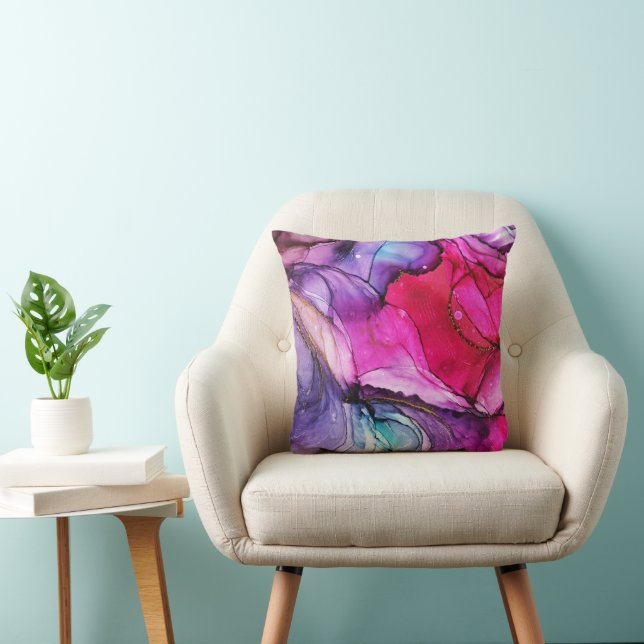 Coussin Art Abstrait moderne rose violet (Chaise)