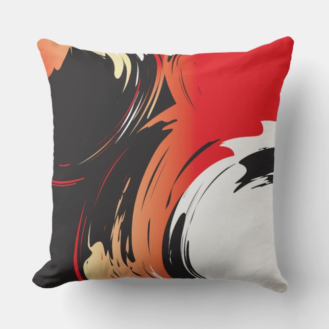 Coussin Art Abstrait noir et blanc rouge (Recto)