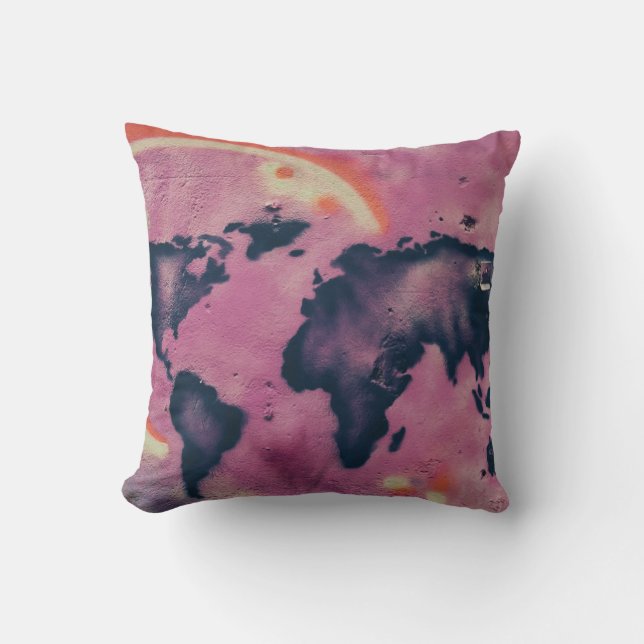 Coussin Art abstrait noir et rose (Recto)