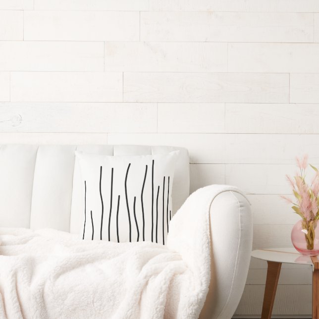 Coussin Art Abstrait noir sur blanc minimalisme (Canapé)