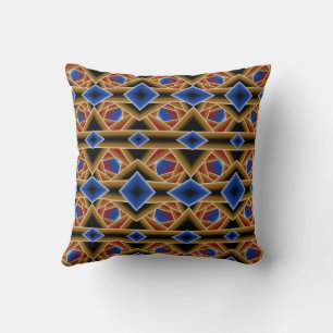 Coussin Art Abstrait Ombre Abyssal Noir Bleu Rouge Or