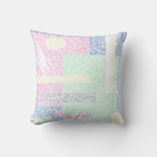 Coussin Art Abstrait Pastel Thème Nuages Roses Turquoise