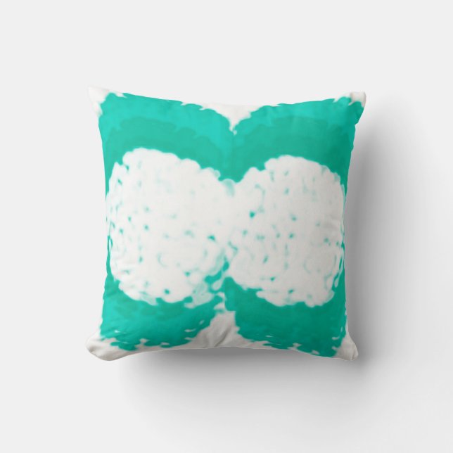 Coussin Art Abstrait Pastel Turquoise Vert Blanc (Recto)