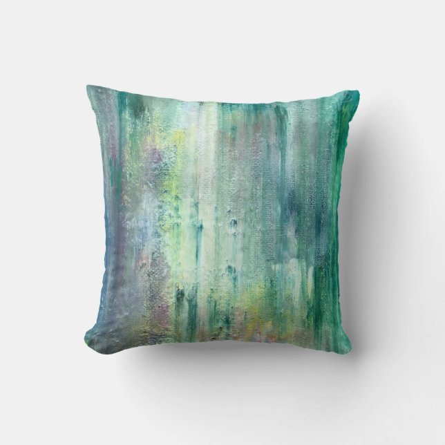 Coussin Art abstrait peint à la main Mossy (Recto)