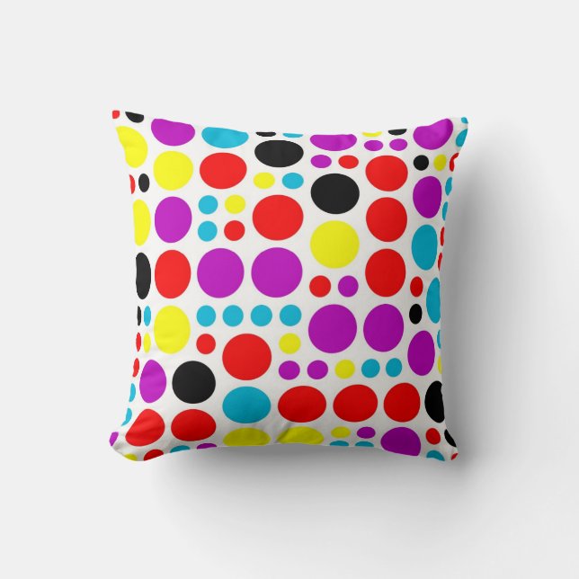 Coussin Art abstrait pois rétro coloré (Recto)