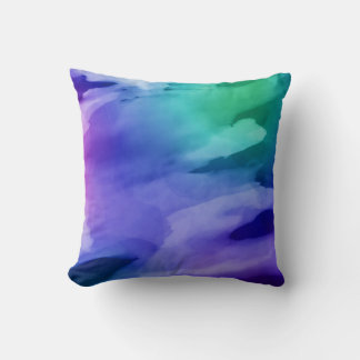 Coussin Art Abstrait Purple Bleu Aquarelle Vert Laver
