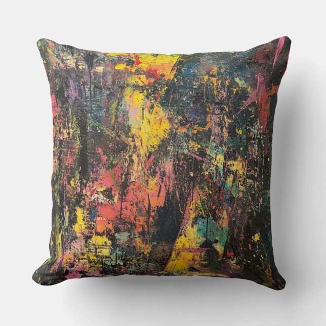 Coussin Art abstrait texturé en couleurs vives 🎨 (Recto)