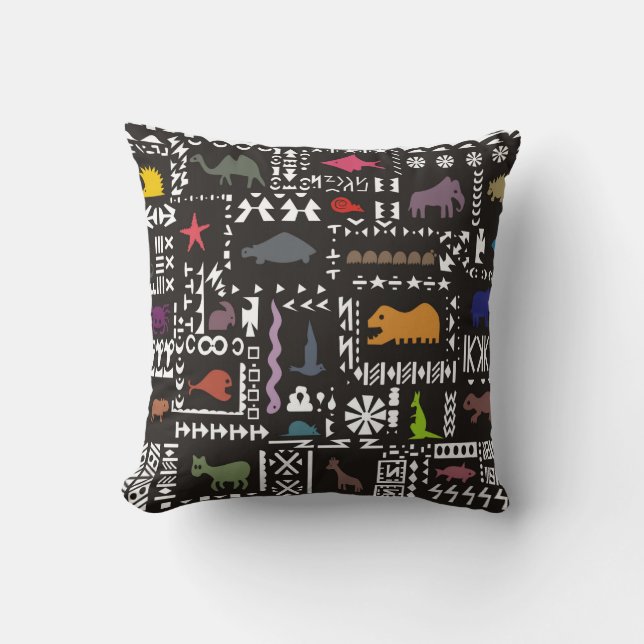 Coussin Art africain abstrait coloré (Recto)