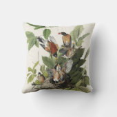 Coussin Art ancien nid d'oiseau Merle d'Amérique d'Audubon (Verso)