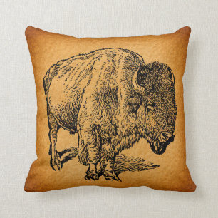 Coussin Art antique Russe Western Wilalo Buffalo Bison